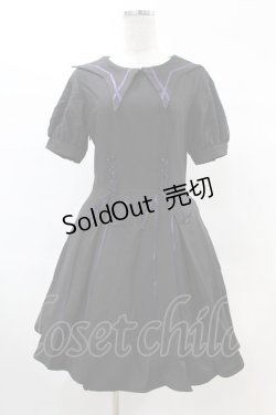 画像1: DARK IN LOVE / Magic girl purple line trims mini dress M ブラック H-25-02-22-1029-PU-OP-KB-ZH