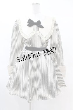 画像1: DARK IN LOVE / Classic Vintage Big Lapels Classy Striped Dress L アイボリー×ブラック H-25-02-22-1034-PU-OP-KB-ZH