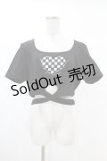 DARK IN LOVE / Punk locomotive check heart crop top XXL ブラック H-25-02-22-1038-PU-TO-KB-ZY
