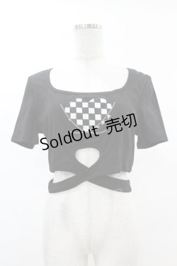画像1: DARK IN LOVE / Punk locomotive check heart crop top XL ブラック H-25-02-22-1040-PU-TO-KB-ZS