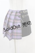 DARK IN LOVE / Punk purple checked splicing black pleated skirt L パープル×ブラック H-25-02-22-1005-PU-SK-KB-ZS