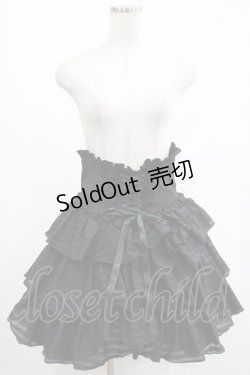 画像1: MARBLE / ハイウエスト編み上げスパイラルフリルスカート  黒×黒ストライプフリル H-25-02-23-024-GO-SK-KB-ZH