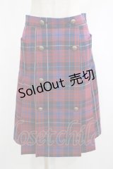 Jane Marple Dans Le Salon / ジャガードタータンチェックタックプリーツスカート M ワイン×ライトネイビー H-25-02-23-044-JM-SK-KB-ZH