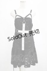 DARK IN LOVE / Gothic super white cross strap dress M ブラック H-25-02-23-048-PU-OP-KB-ZH