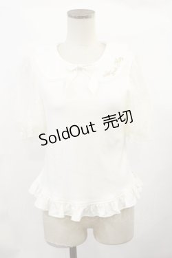 画像1: Angelic Pretty / ロゴ刺繍カラー半袖カットソー Free オフ H-25-02-23-1006-AP-TO-NS-ZH