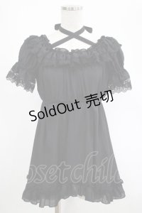ATELIER PIERROT / パフスリーブシャーリングブラウス  黒 H-25-02-23-064-EL-BL-KB-ZH