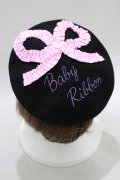 Baby Ribbon / フリルリボンベレー  ブラック×ピンクリボン×ラベンダーロゴ H-25-02-23-079-EL-AC-KB-ZH