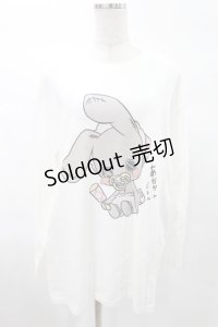 NieR Clothing / プリントLONG CUTSEW XL 白 H-25-02-23-2033-PU-TO-KB-ZH