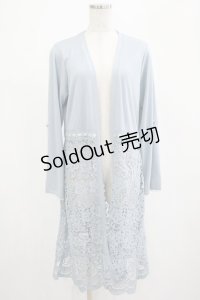 axes femme / レース切替UVカットカーデ M サックス H-25-02-24-035-AX-TO-NS-ZH