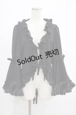 画像1: metamorphose / 【プラスサイズ】フリル姫袖ボレロ プラスサイズ ブラック H-25-02-24-037-ME-BL-NS-ZH