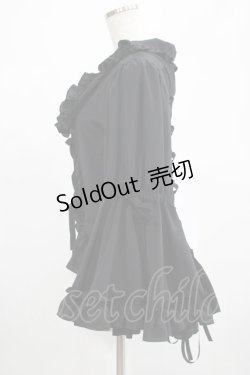 画像2: metamorphose / 【プラスサイズ】フリル姫袖ボレロ プラスサイズ ブラック H-25-02-24-037-ME-BL-NS-ZH