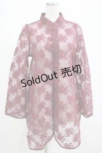 axes femme kawaii / シースルーチャイナブラウス M ワイン H-25-02-24-041-AX-BL-NS-ZH
