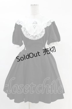 画像1: DARK IN LOVE / Alice in Wonderland contrast collar dress L ブラック H-25-02-24-1024-PU-OP-KB-ZH