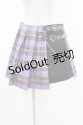 DARK IN LOVE / Punk purple checked splicing black pleated skirt M パープル×ブラック H-25-02-24-1003-PU-SK-KB-ZS