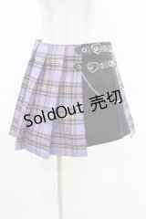 DARK IN LOVE / Punk purple checked splicing black pleated skirt M パープル×ブラック H-25-02-24-1003-PU-SK-KB-ZS