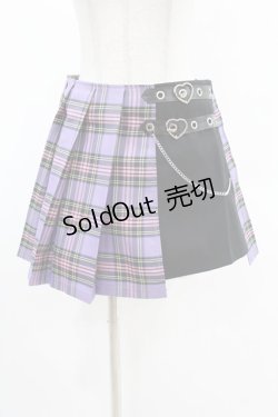 画像1: DARK IN LOVE / Punk purple checked splicing black pleated skirt M パープル×ブラック H-25-02-24-1003-PU-SK-KB-ZS