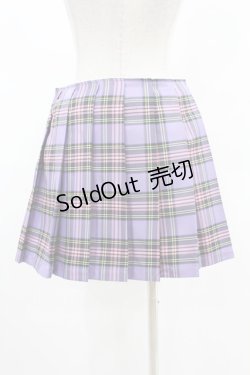 画像2: DARK IN LOVE / Punk purple checked splicing black pleated skirt M パープル×ブラック H-25-02-24-1003-PU-SK-KB-ZS