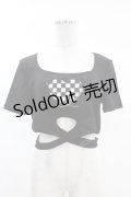 DARK IN LOVE / Punk locomotive check heart crop top XL ブラック H-25-02-24-1031-PU-TO-KB-ZI