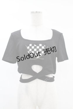 画像1: DARK IN LOVE / Punk locomotive check heart crop top XL ブラック H-25-02-24-1031-PU-TO-KB-ZI