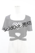 DARK IN LOVE / Punk locomotive check heart crop top XL ブラック H-25-02-24-1032-PU-TO-KB-ZS