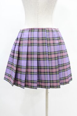 画像2: DARK IN LOVE / Punk purple checked splicing black pleated skirt M パープル×ブラック H-25-02-24-1004-PU-SK-KB-OS