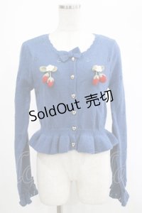 axes femme kawaii / 苺の編みぐるみニットカーデ M ブルー H-25-02-24-049-AX-TO-NS-ZH