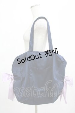 画像2: Maison de FLEUR / サテンキャリーオンバッグ  ネイビー H-25-02-24-055-LO-BG-NS-ZH