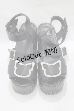 画像1: DearMyLove / クロミバックル厚底サンダル LL ブラック H-25-02-24-080-EL-SH-NS-ZH