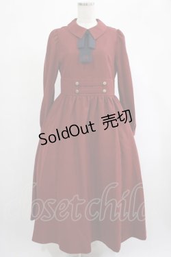 画像1: Maison de FLEUR Petite Robe canone / 歩みを止めないワンピース M BORDEAUX H-25-02-24-009-EL-OP-NS-ZH