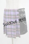 DARK IN LOVE / Punk purple checked splicing black pleated skirt M パープル×ブラック H-25-02-25-044-PU-SK-KB-ZS