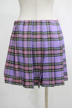 画像3: DARK IN LOVE / Punk purple checked splicing black pleated skirt M パープル×ブラック H-25-02-25-044-PU-SK-KB-ZS