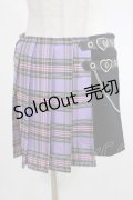 DARK IN LOVE / Punk purple checked splicing black pleated skirt S パープル×ブラック H-25-02-25-046-PU-SK-KB-OS