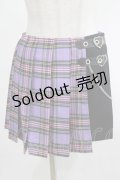 DARK IN LOVE / Punk purple checked splicing black pleated skirt S パープル×ブラック H-25-02-25-047-PU-SK-KB-ZH