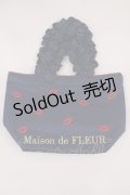 Maison de FLEUR / リップマークフリルハンドルトートバッグ  ネイビー H-25-02-25-1031-LO-BG-NS-ZH