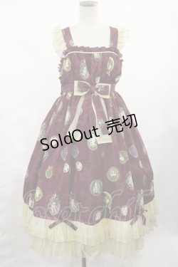 画像1: metamorphose / Vintage cameoハイウエストジャンパースカート サイズ1（通常サイズ） シャルマンルージュ(Bordeaux) H-25-02-25-1002-ME-OP-NS-ZH