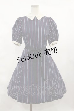 画像1: Victorian maiden / レジメンタルストライプインタックリボンドレス Free ネイビー H-25-02-25-1013-CL-OP-NS-ZH