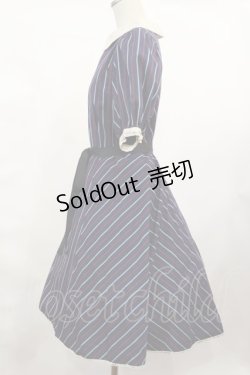 画像2: Victorian maiden / レジメンタルストライプインタックリボンドレス Free ネイビー H-25-02-25-1013-CL-OP-NS-ZH