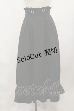 画像1: DearMyLove / 裾レーストリムクロスベルトスカート M/ロング ブラック H-25-02-25-1020-EL-SK-NS-ZH