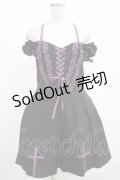 DARK IN LOVE / Harajuku purple cross sweet cool rebel dress M ブラック H-25-02-25-019-PU-OP-KB-ZS