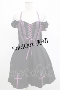 DARK IN LOVE / Harajuku purple cross sweet cool rebel dress M ブラック H-25-02-25-019-PU-OP-KB-ZS