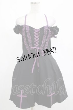 画像1: DARK IN LOVE / Harajuku purple cross sweet cool rebel dress M ブラック H-25-02-25-019-PU-OP-KB-ZS