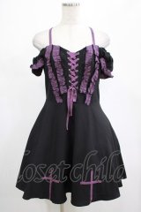 DARK IN LOVE / Harajuku purple cross sweet cool rebel dress M ブラック H-25-02-25-020-PU-OP-KB-OS