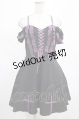 DARK IN LOVE / Harajuku purple cross sweet cool rebel dress M ブラック H-25-02-25-020-PU-OP-KB-OS