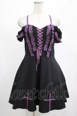 画像1: DARK IN LOVE / Harajuku purple cross sweet cool rebel dress M ブラック H-25-02-25-020-PU-OP-KB-OS