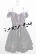 DARK IN LOVE / Harajuku purple cross sweet cool rebel dress M ブラック H-25-02-25-023-PU-OP-KB-OS