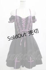 DARK IN LOVE / Harajuku purple cross sweet cool rebel dress M ブラック H-25-02-25-023-PU-OP-KB-OS