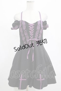 画像1: DARK IN LOVE / Harajuku purple cross sweet cool rebel dress M ブラック H-25-02-25-023-PU-OP-KB-OS