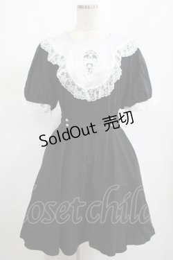 画像1: DARK IN LOVE / Alice in Wonderland contrast collar dress L ブラック H-25-02-25-024-PU-OP-KB-ZY