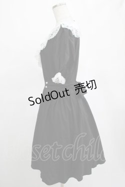 画像2: DARK IN LOVE / Alice in Wonderland contrast collar dress L ブラック H-25-02-25-024-PU-OP-KB-ZY