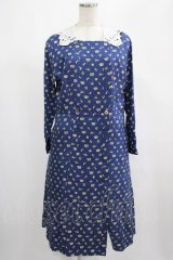 Jane Marple / Tumbling Diceのグースカラードレス  紺 H-25-02-26-029-JM-OP-KB-ZH
